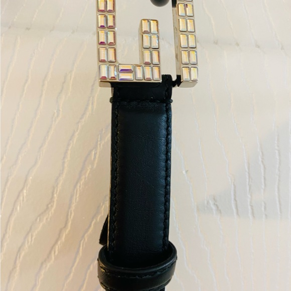 GUCCI Leather Belt w/Crystal G Buckle - Picture 3 of 8